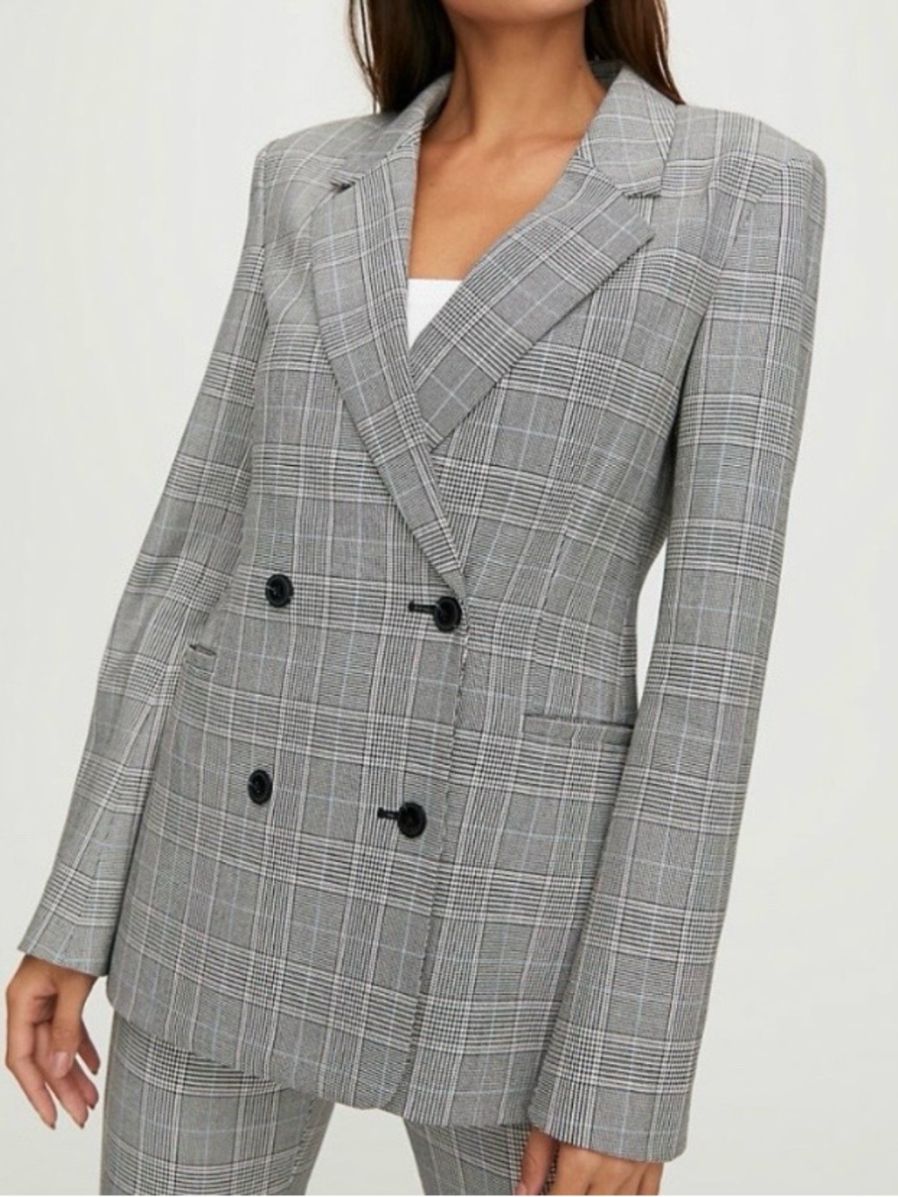 $168 NWOT Aritzia Sunday Best Freshman Plaid Double Breasted Blazer Jacket XXS